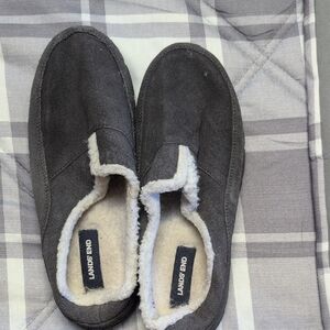 Lands' End Charcoal Suede Slippers